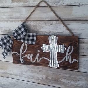Faith sign with galvanized cross